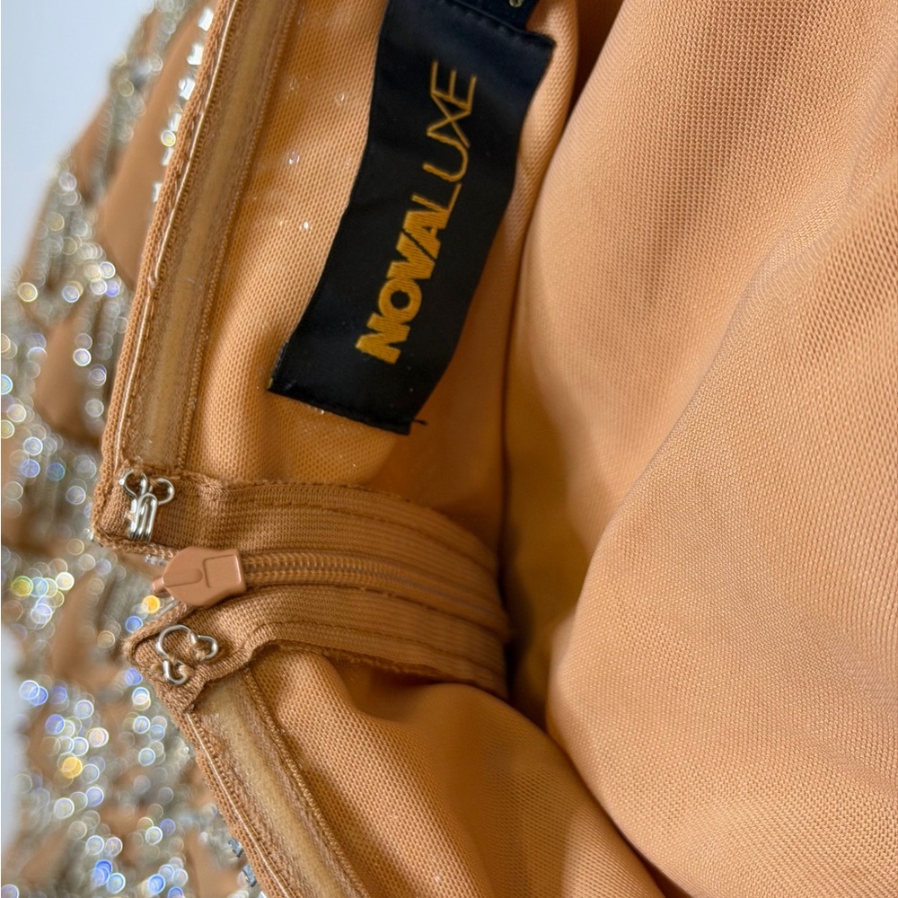 Nude Rhinestone Fringe Club Dress - Picture 5 of 5